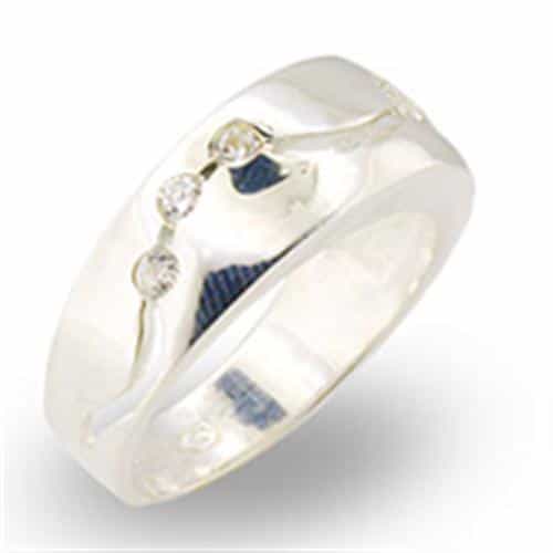 Sterling Silver CZ Carbon Fiber Men's Band Ring view 1
