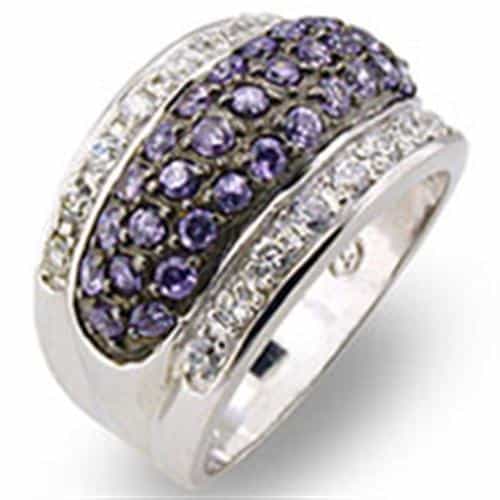 Sterling Silver Tanzanite CZ Multi-Row Band Ring view 1
