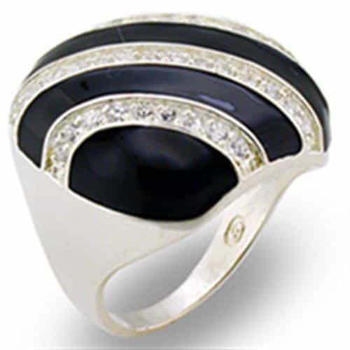 Sterling SilverNavy Blue Enamel CZ Dome Ring view 2