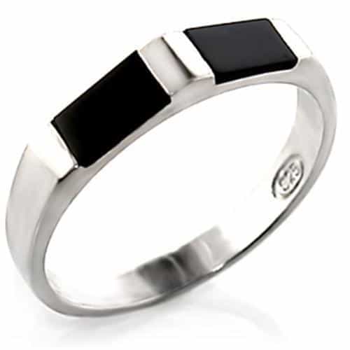 Sterling Silver Black Onyx Flat Men's Band Ring view 2