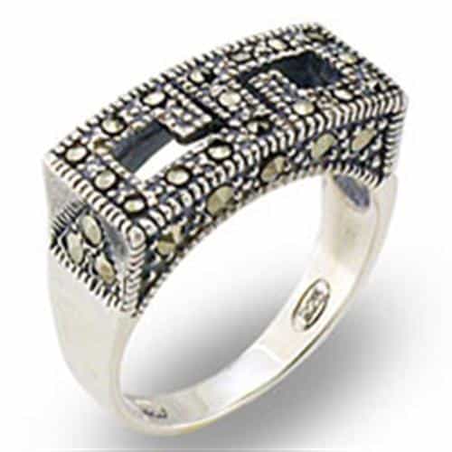 Sterling Silver Marcasite Geometric Men's Ring view 1
