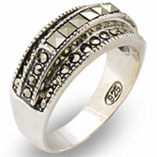 Sterling Silver Marcasite Channel Band Ring view 1