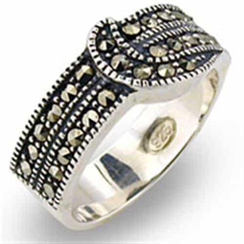 Sterling Silver Marcasite Wide Band Ring | The Stainless Jewelry view 2