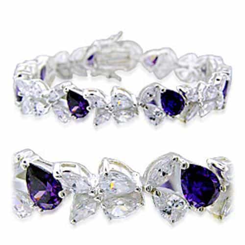Sterling SilverTanzanite Pear CZ Tennis Bracelet view 1