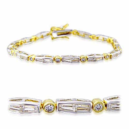 Brass Gold CZ Baguette Link Bracelet | The Stainless Jewelry view 1