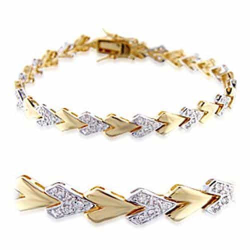 Brass Gold CZ Chevron X-Link Bracelet | The Stainless Jewelry view 1