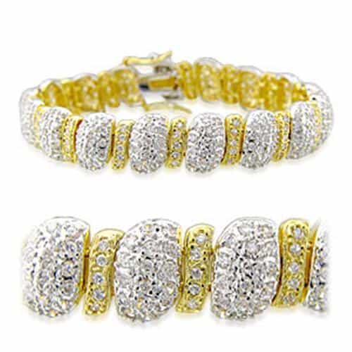 Brass Gold CZ Pavé Barrel Link Bracelet | The Stainless Jewelry view 1