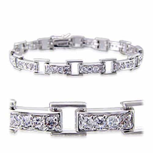Brass CZ Square Link Bracelet | The Stainless Jewelry view 1
