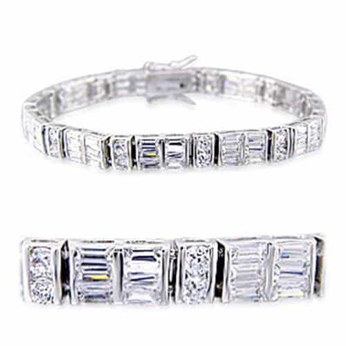 Brass CZ Baguette Round Channel Bracelet | The Stainless Jewelry view 1