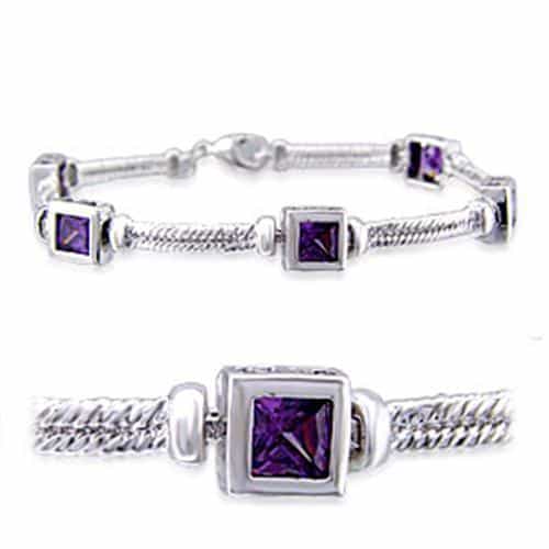 Brass Amethyst CZ Cable Twist Bracelet | The Stainless Jewelry view 1