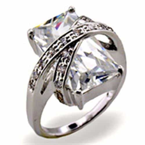 Sterling Silver CZ Marquise Twist Crossover Ring view 1