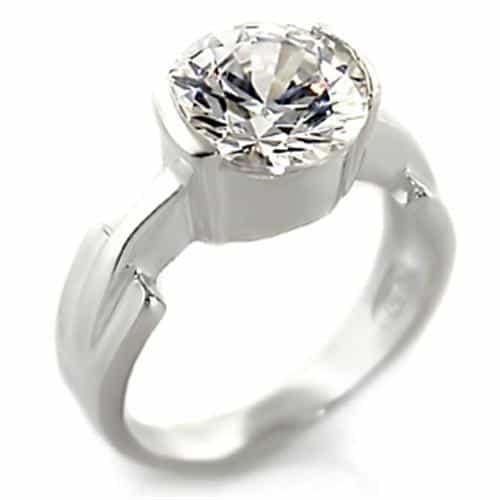 Sterling Silver CZ Round Bezel Solitaire Ring view 1