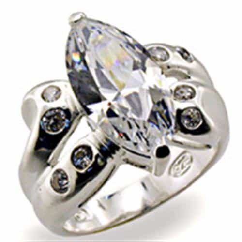 Sterling Silver CZ Marquise Butterfly Marcasite Ring view 1