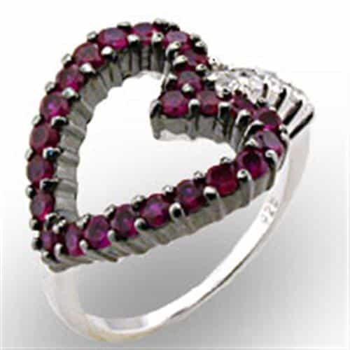 Sterling SilverRuby Heart Open Ring | The Stainless Jewelry view 1
