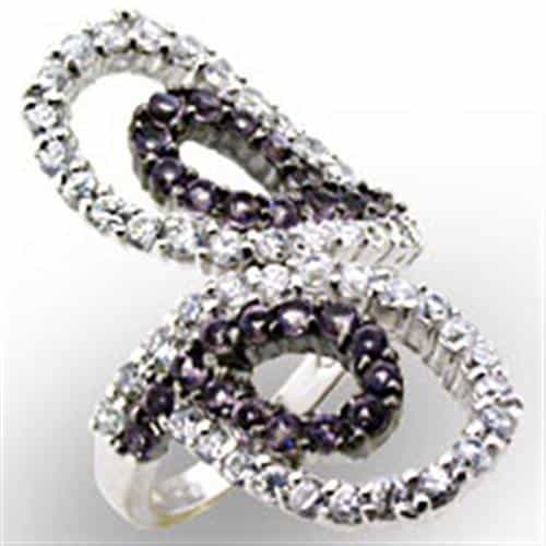 Sterling SilverAmethyst CZ Triple Loop Ring view 1