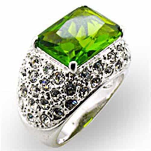 Brass Peridot Cushion CZ Cocktail Ring | The Stainless Jewelry view 1