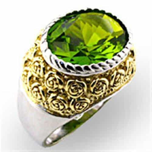 Sterling Silver Peridot Round Filigree Rose Ring view 2