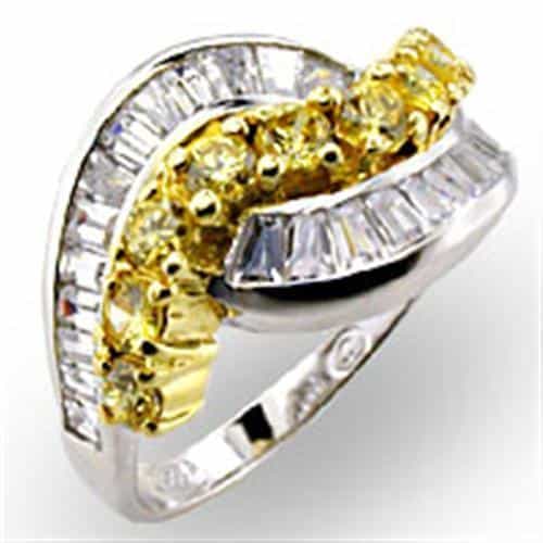 Sterling SilverYellow CZ Baguette Swirl Ring view 2