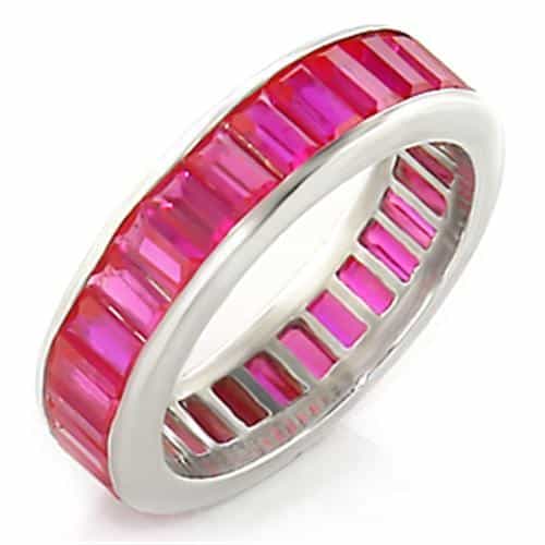 Sterling SilverRuby Pink Baguette Eternity Ring view 2