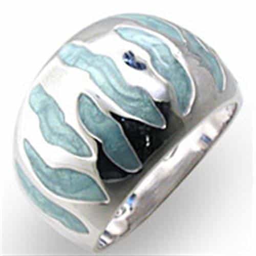 Sterling Silver Blue Enamel Wave Band Ring view 1