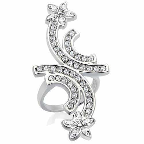 Brass CZ Floral Vine Open Wrap Ring | The Stainless Jewelry view 1