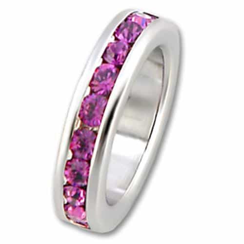 Sterling Silver Pink Fuchsia CZ Eternity Ring view 1