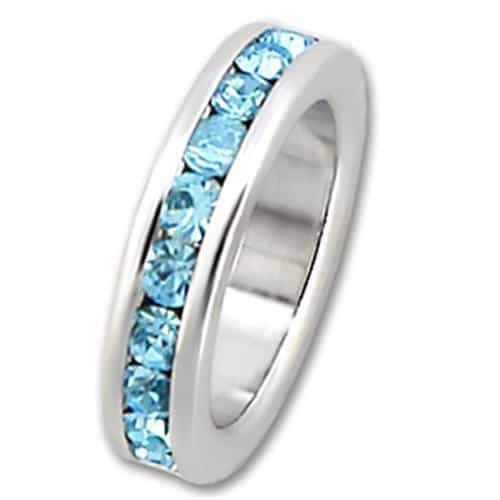 Sterling SilverBlue Aqua Crystal Eternity Ring view 1