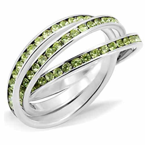 Sterling Silver Peridot Crystal Triple Rolling Ring view 2