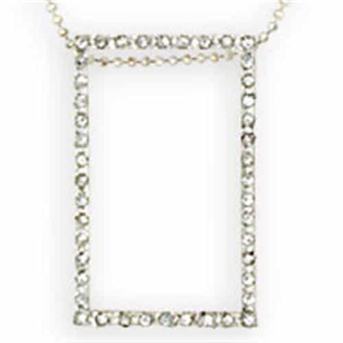 Sterling Silver CZ Open Rectangle Pendant | The Stainless Jewelry view 1