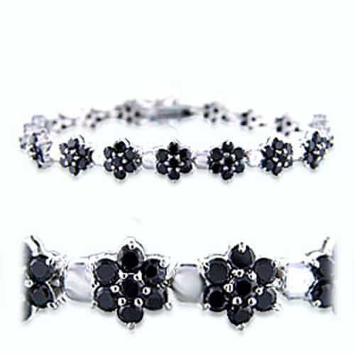 Brass Black CZ Flower Cluster Link Bracelet view 1