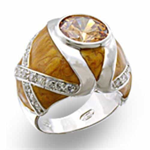 Sterling SilverTiger Eye CZ Wrap Dome Ring view 1