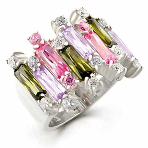 Sterling SilverMulti-Color Baguette Cluster Ring view 2