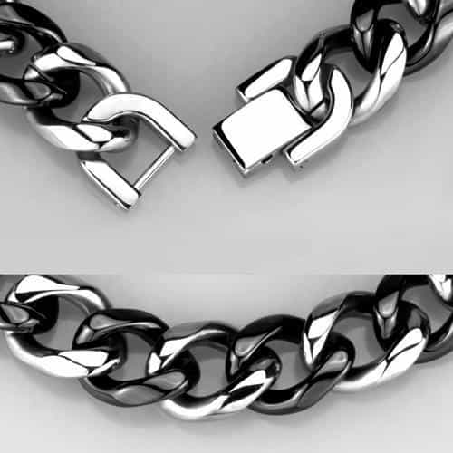 Stainless Steel Silver Gunmetal Curb Chain Ring view 2