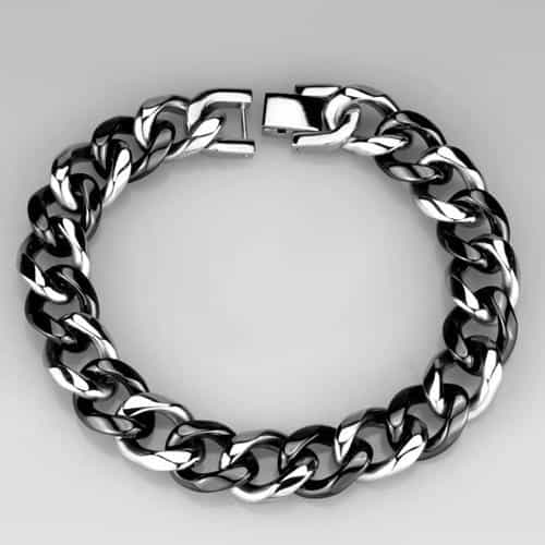Stainless Steel Silver Gunmetal Curb Chain Ring view 3