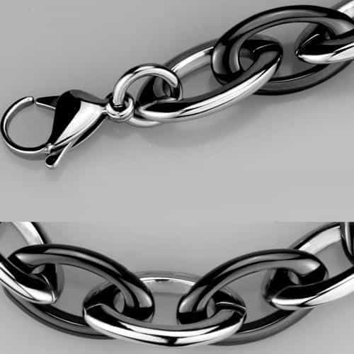 Stainless Steel Silver Polished Chain Link Bracelet view 2
