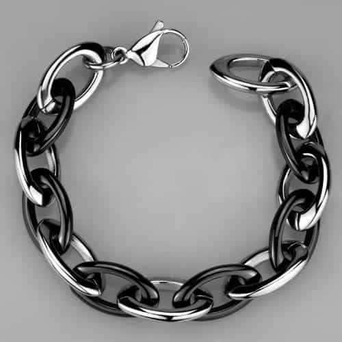 Stainless Steel Silver Polished Chain Link Bracelet view 3