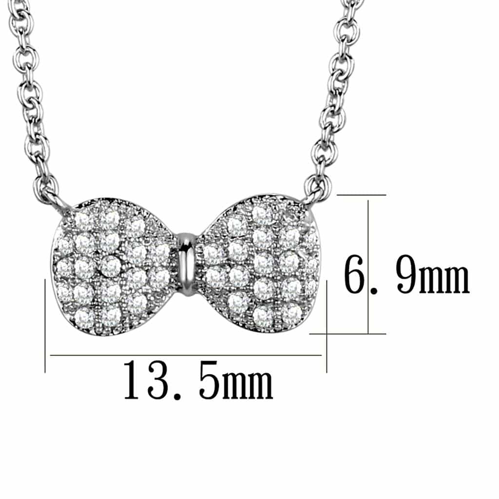 Brass CZ Pavé Bow Ribbon Pendant | The Stainless Jewelry view 4