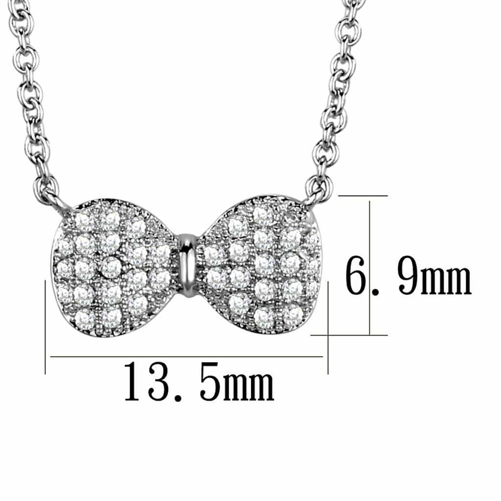 Brass CZ Pavé Bow Ribbon Pendant | The Stainless Jewelry view 2