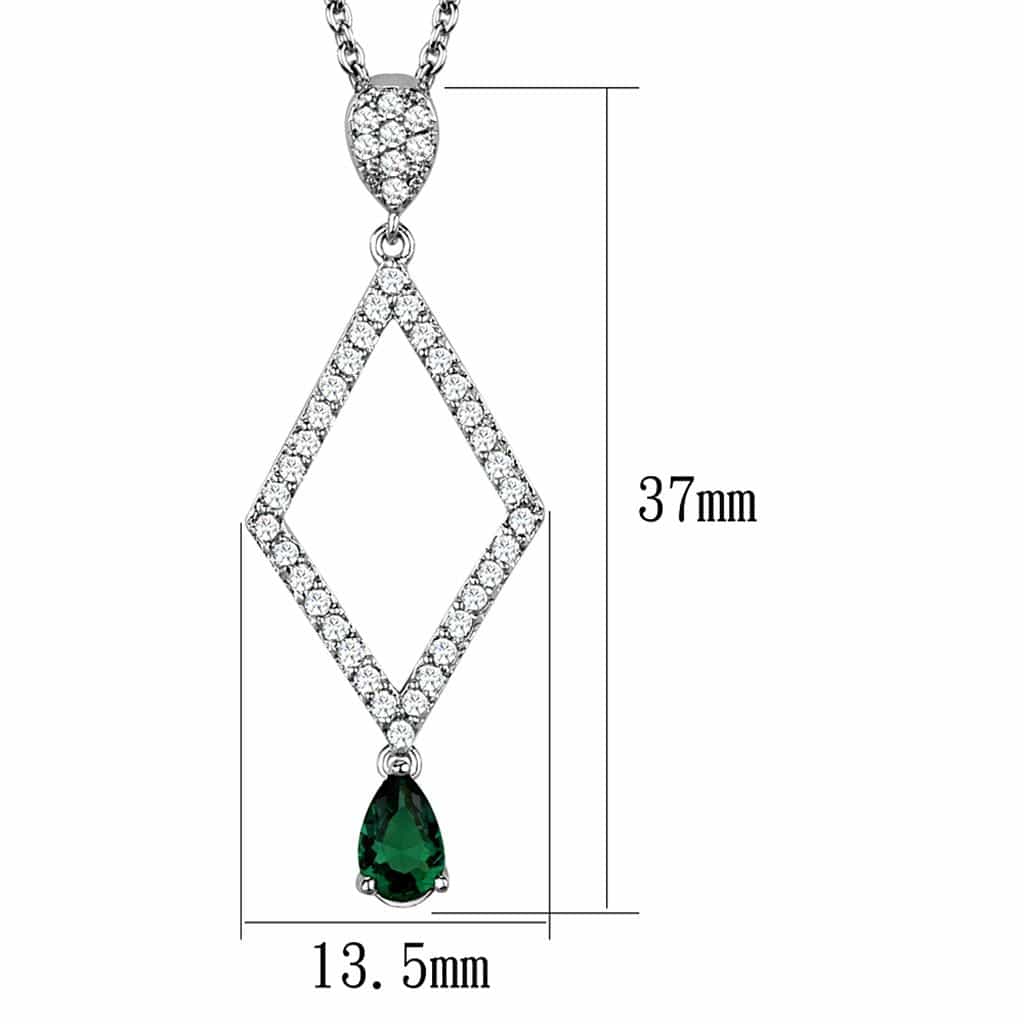 Brass CZ Open Diamond Emerald Pear Drop Pendant view 4