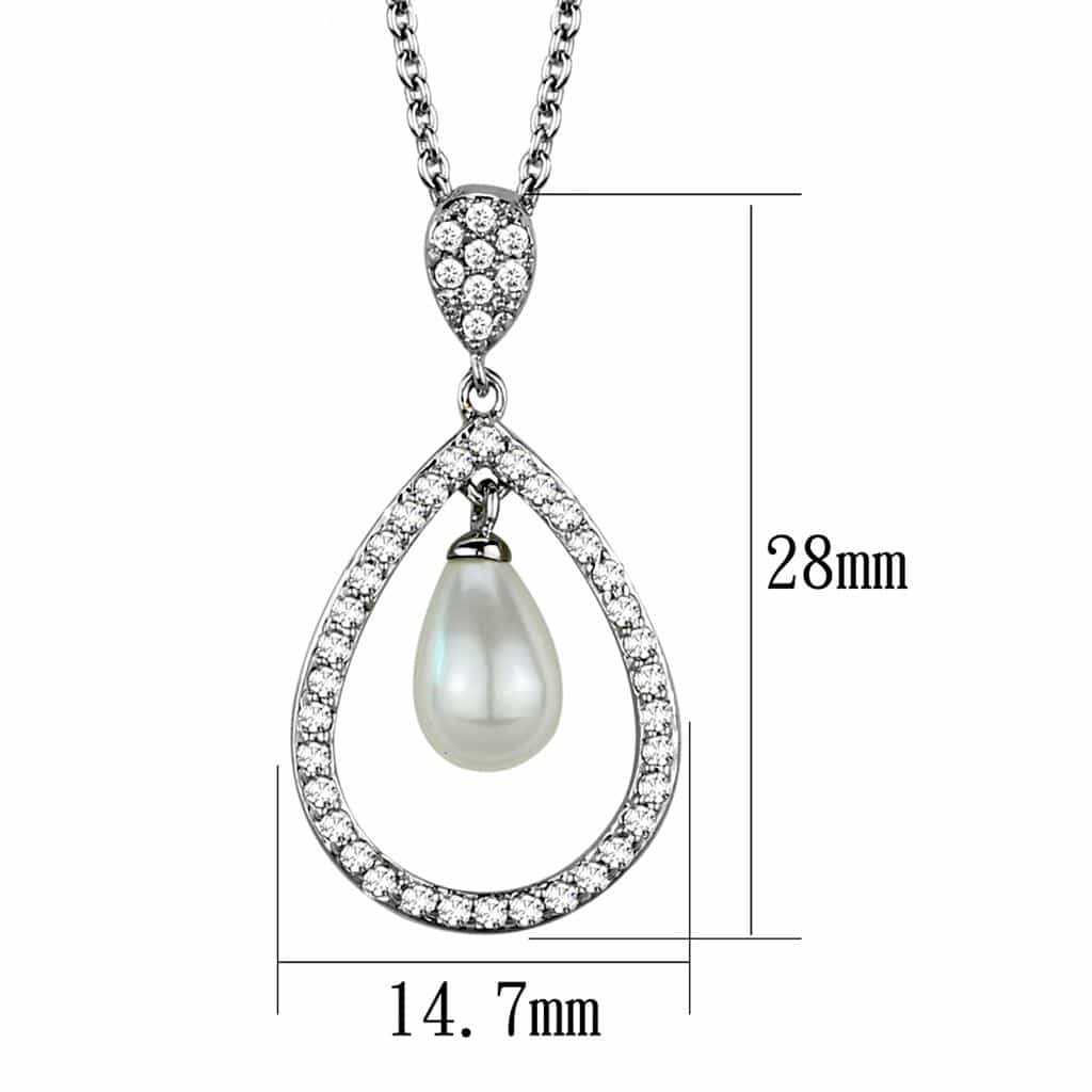 Brass CZ Open Teardrop Pearl Drop Pendant | The Stainless Jewelry view 4