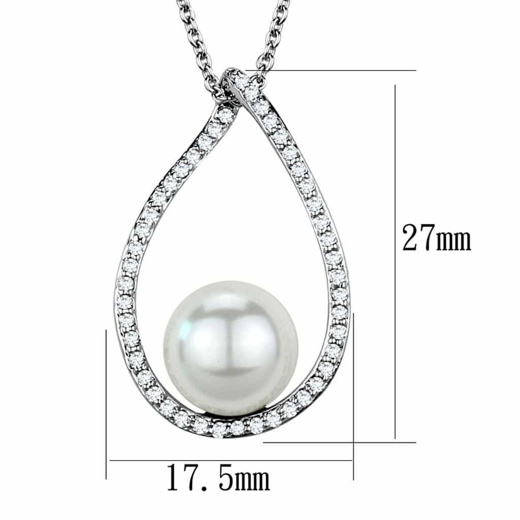 Brass CZ Open Teardrop Pearl Pendant | The Stainless Jewelry view 4