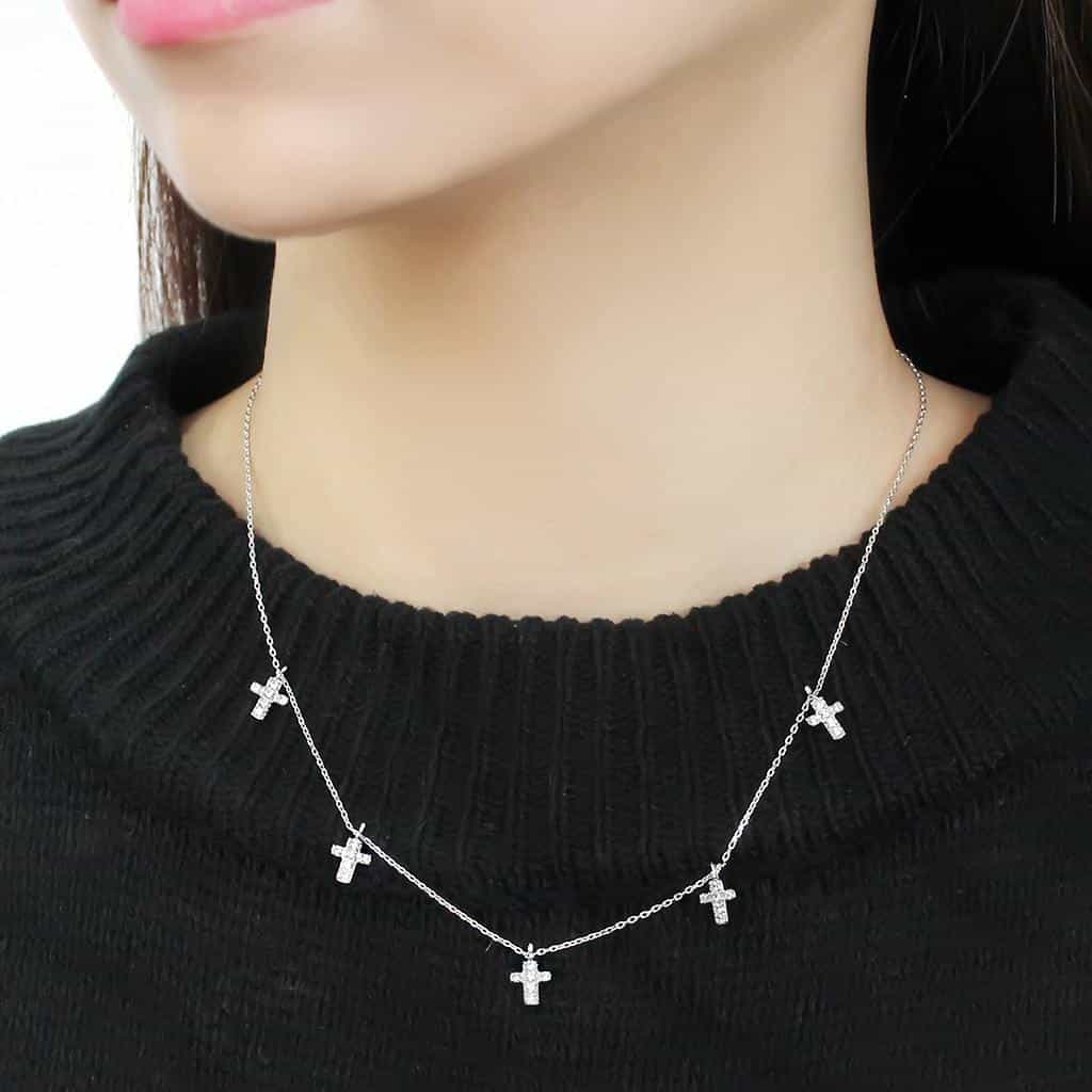 Brass CZ Star Cross Station Pendant | The Stainless Jewelry view 6