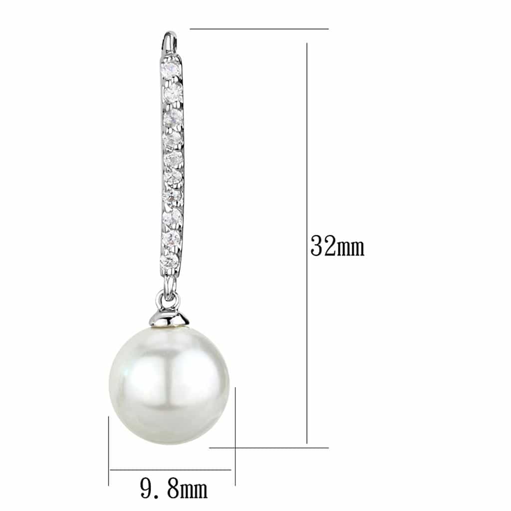 Brass Pearl CZ Lever-Back Drop Earrings | The Stainless Jewelry view 2