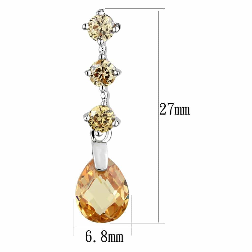 Brass Champagne Crystal Briolette Pear Drop Earrings view 2