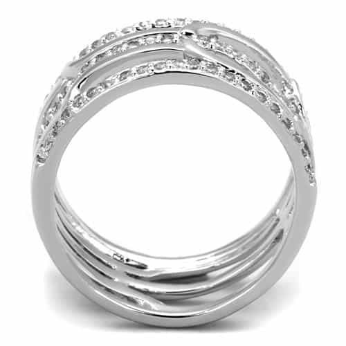 Brass Open Multi-Band CZ Row Ring | The Stainless Jewelry view 7