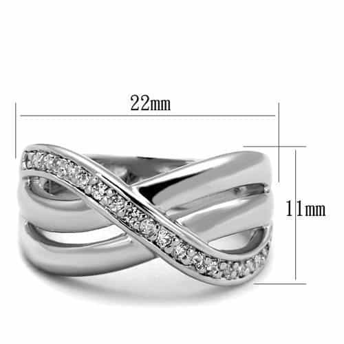 Brass Polished Crossover CZ Pavé Band Ring view 2