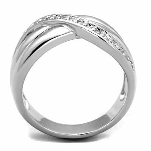 Brass Polished Crossover CZ Pavé Band Ring view 3