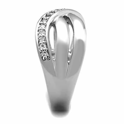 Brass Polished Crossover CZ Pavé Band Ring view 4