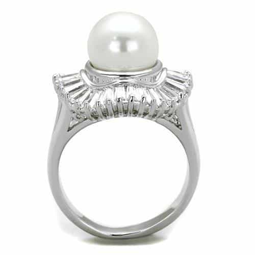 Brass Pearl CZ Baguette Sunburst Halo Ring view 3