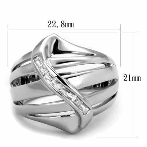 Brass Multi-Band CZ Baguette Swirl Ring | The Stainless Jewelry view 2